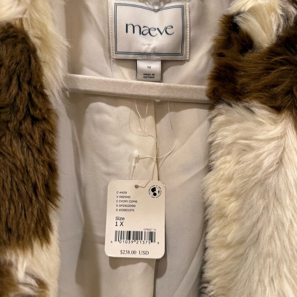 Maeve Grand Glam Faux Fur Coat 1X - Picture 6 of 9